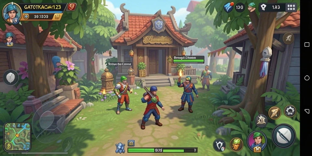 Tangkapan layar utama menunjukkan aksi intens dalam gameplay strategi.