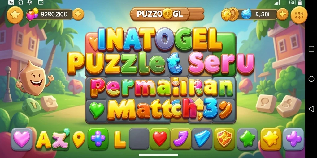 Tampilan gameplay seru INATOGEL dalam permainan Match-3.