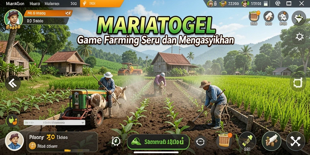 Screenshot gameplay MARIATOGEL dengan aktivitas pertanian yang seru.
