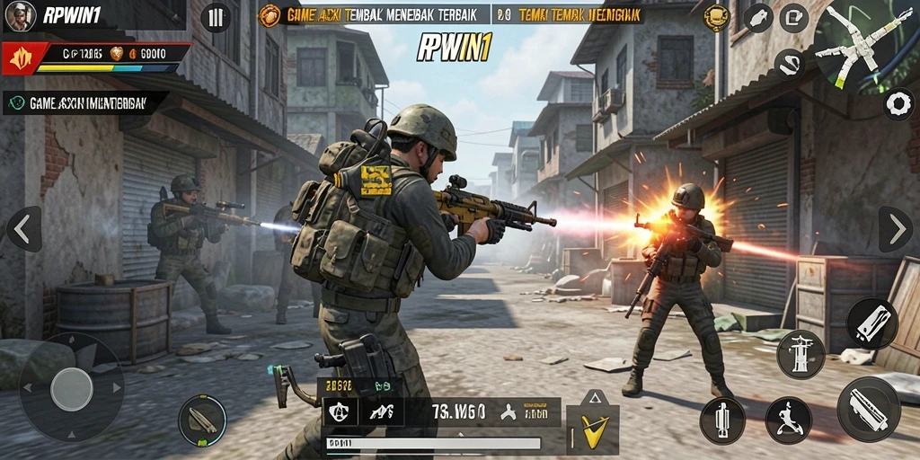 Gameplay seru RPWIN1 dengan aksi tembak menembak yang intens.
