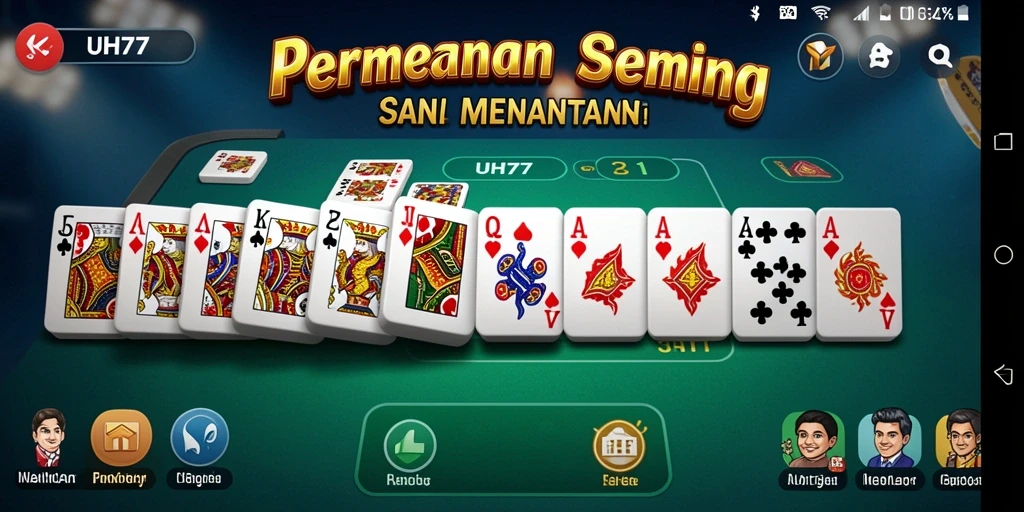 Screenshot UH77 menampilkan gameplay Domino yang menarik dan interaktif.